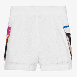 PUCCI-Girls White Broderie Anglaise Cotton Shorts | Childrensalon Outlet