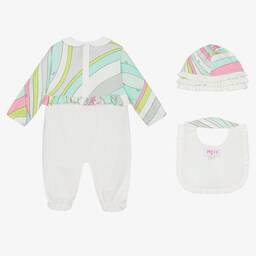 PUCCI-Girls White Cotton Iride Babysuit Set | Childrensalon Outlet
