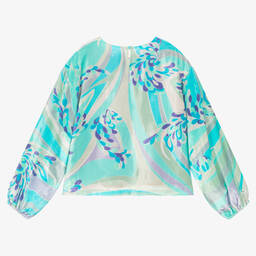 PUCCI-Teen Blue Lilly Velour Top | Childrensalon Outlet