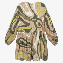 PUCCI-Бежево-зеленое платье с принтом Marmo | Childrensalon Outlet