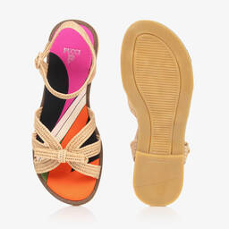 PUCCI-Teen Girls Beige Straw Iride Sandals | Childrensalon Outlet