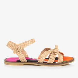 PUCCI-Teen Girls Beige Straw Iride Sandals | Childrensalon Outlet