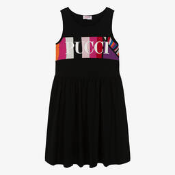 PUCCI-Teen Girls Black Cotton Sleeveless Dress | Childrensalon Outlet