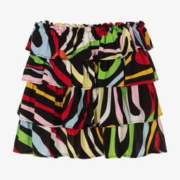 PUCCI-Черная многоярусная юбка с принтом Marmo | Childrensalon Outlet