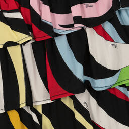 PUCCI-Черная многоярусная юбка с принтом Marmo | Childrensalon Outlet