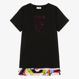PUCCI-Teen Girls Black Organic Cotton Dress | Childrensalon Outlet
