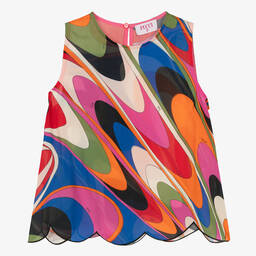 PUCCI-Teen Girls Onde Print Crêpe Top | Childrensalon Outlet