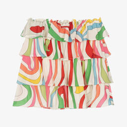 PUCCI-Teen Girls White Marmo Print Layered Skirt | Childrensalon Outlet