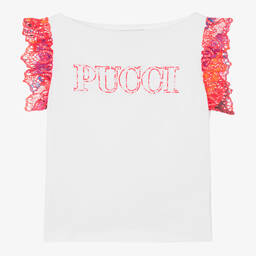 PUCCI-Teen Girls White Organic Cotton Onde T-Shirt | Childrensalon Outlet
