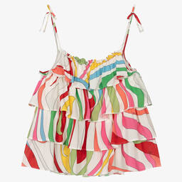 PUCCI-Teen Girls White & Pink Marmo Blouse | Childrensalon Outlet