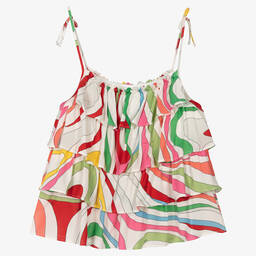 PUCCI-Teen Girls White & Pink Marmo Blouse | Childrensalon Outlet