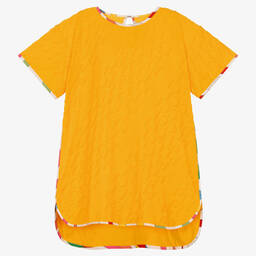 PUCCI-فستان قطن جيرسي لون أصفر بطبعة مارمو | Childrensalon Outlet