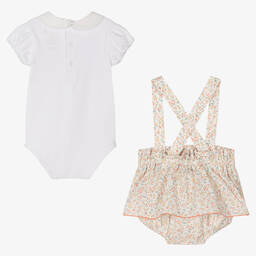 Pureté Du... Bébé-طقم شورت وبادي قطن لون أبيض وبرتقالي للمولودات | Childrensalon Outlet