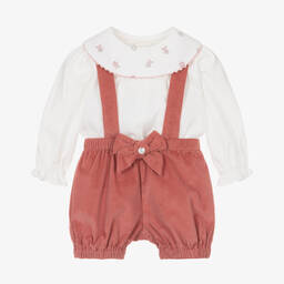 Pureté Du... Bébé-Baby Girls Pink Corduroy Shorts Set | Childrensalon Outlet