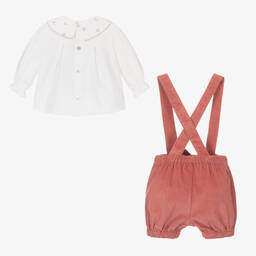 Pureté Du... Bébé-Baby Girls Pink Corduroy Shorts Set | Childrensalon Outlet