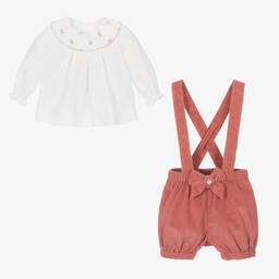 Pureté Du... Bébé-Baby Girls Pink Corduroy Shorts Set | Childrensalon Outlet