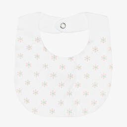 Pureté Du... Bébé-Baby Girls White Floral Cotton Bib | Childrensalon Outlet