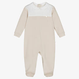 Pureté Du... Bébé-Beige Cotton Velour Babygrow | Childrensalon Outlet