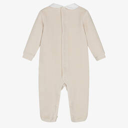 Pureté Du... Bébé-Beige Cotton Velour Babygrow | Childrensalon Outlet