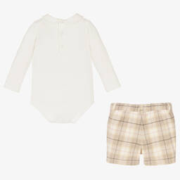 Pureté Du... Bébé-Boys Beige Cotton Shorts Set | Childrensalon Outlet