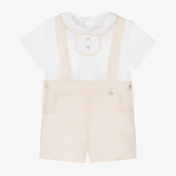 Pureté Du... Bébé-Boys Beige & Ivory Linen Shorts Set | Childrensalon Outlet