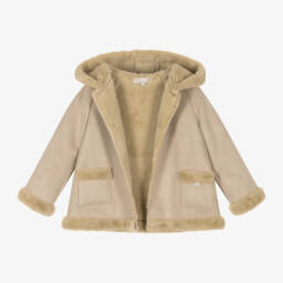 Pureté Du... Bébé-Boys Beige Suede Hooded Coat | Childrensalon Outlet