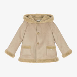 Pureté Du... Bébé-Boys Beige Suede Hooded Coat | Childrensalon Outlet