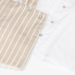 Pureté Du... Bébé-Boys Cream Stripe Ensemble | Childrensalon Outlet