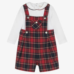 Pureté Du... Bébé-طقم شورت دانغريز قطن كاروهات لون أحمر وكحلي أطفال ولادي | Childrensalon Outlet