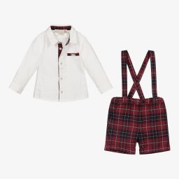 Pureté Du... Bébé-طقم شورت أطفال ولادي قطن تويل تارتان لون أحمر | Childrensalon Outlet
