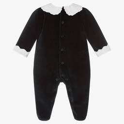 Pureté Du... Bébé-Girls Blue Velour Babygrow | Childrensalon Outlet