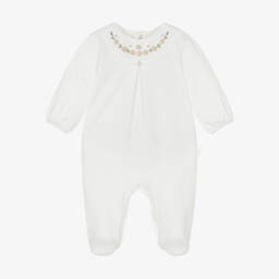 Pureté Du... Bébé-Girls Creamy Floral Cotton Romper | Childrensalon Outlet