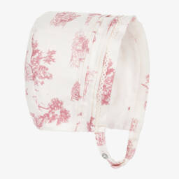 Pureté Du... Bébé-Girls' Delicate Pink Toile Bonnet | Childrensalon Outlet