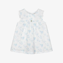 Pureté Du... Bébé-Girls Elegant Blue Toile Dress | Childrensalon Outlet