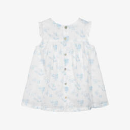 Pureté Du... Bébé-Girls Elegant Blue Toile Dress | Childrensalon Outlet