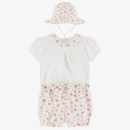 Pureté Du... Bébé-Girls Ivory & Crimson Floral Ensemble | Childrensalon Outlet