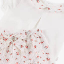 Pureté Du... Bébé-Girls Ivory & Crimson Floral Ensemble | Childrensalon Outlet