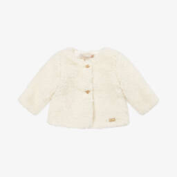 Pureté Du... Bébé-Girls Ivory Fleece Pram Jacket | Childrensalon Outlet