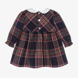 Pureté Du... Bébé-Girls Navy Tartan Cotton Frock | Childrensalon Outlet