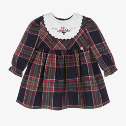 Pureté Du... Bébé-Girls Navy Tartan Cotton Frock | Childrensalon Outlet