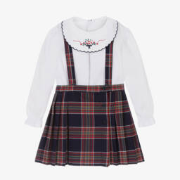Pureté Du... Bébé-Girls Navy Tartan Skirt Ensemble | Childrensalon Outlet