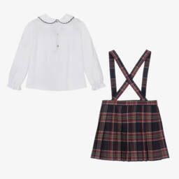 Pureté Du... Bébé-Girls Navy Tartan Skirt Ensemble | Childrensalon Outlet
