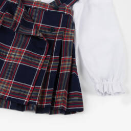 Pureté Du... Bébé-Girls Navy Tartan Skirt Ensemble | Childrensalon Outlet