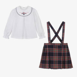 Pureté Du... Bébé-Girls Navy Tartan Skirt Ensemble | Childrensalon Outlet