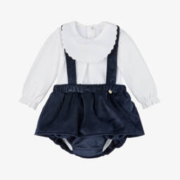 Pureté Du... Bébé-Girls Navy Velvet Skirt Outfit | Childrensalon Outlet