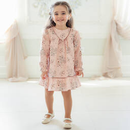 Pureté Du... Bébé-Girls Pink Floral Cotton Dress | Childrensalon Outlet