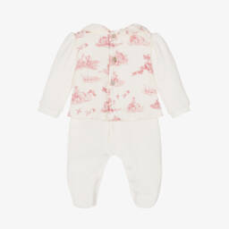 Pureté Du... Bébé-Girls Pink Toile Velour Babysuit | Childrensalon Outlet