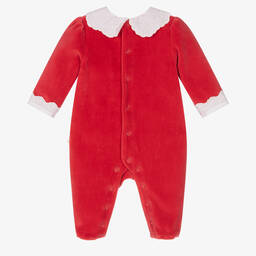 Pureté Du... Bébé-Girls Red Velour Babygrow | Childrensalon Outlet