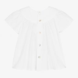 Pureté Du... Bébé-Girls White Cotton Blouse | Childrensalon Outlet