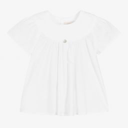 Pureté Du... Bébé-Girls White Cotton Blouse | Childrensalon Outlet